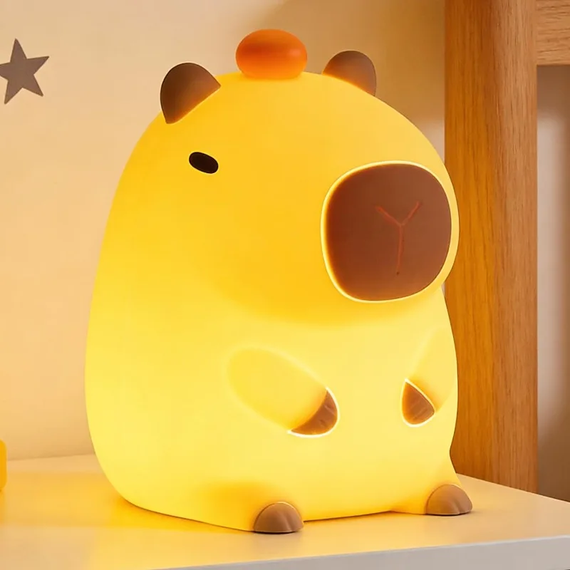 Capybara Night Light Silicone Dimmable Nursery Nightlight Rechargeable LED Bedside Lamp for Baby Girls Bedrooms Living Room
