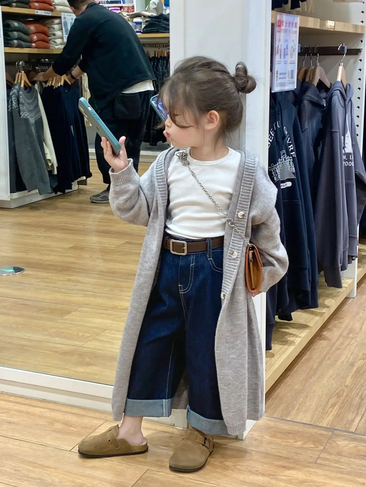 Children Clothing 2023 Spring New Fashionable Girls Long Sweater Coat Loose Style Knit Casual Solid Simple Cardigan for Girls