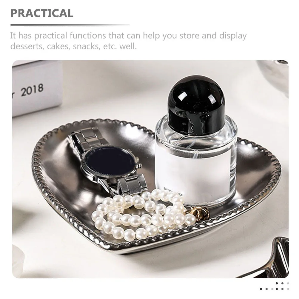 

Блюдо для ювелирных изделий в форме сердца, керамический элегантный поднос для хранения, роскошный органайзер для ювелирных изделий, кольцо, ожерелье, дисплей, блюдо в форме сердца