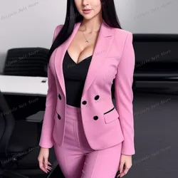 New Pink Lady Formal Business Office Women Suits Mother Wedding Party Special Occasions Ladies Two-Piece Set Jacket Pants