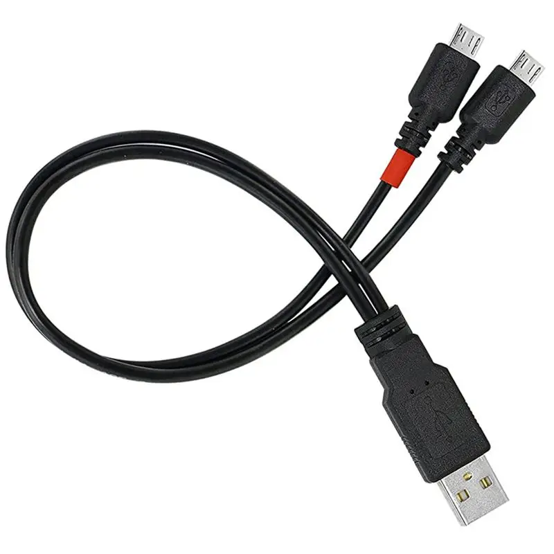 25cm 2-in-1 USB 2.0 A 타입 남성 케이블에서 2 * 마이크로 5핀 남성 케이블로 변환하는 안드로이드 폰 1/2 데이터 충전 케이블
