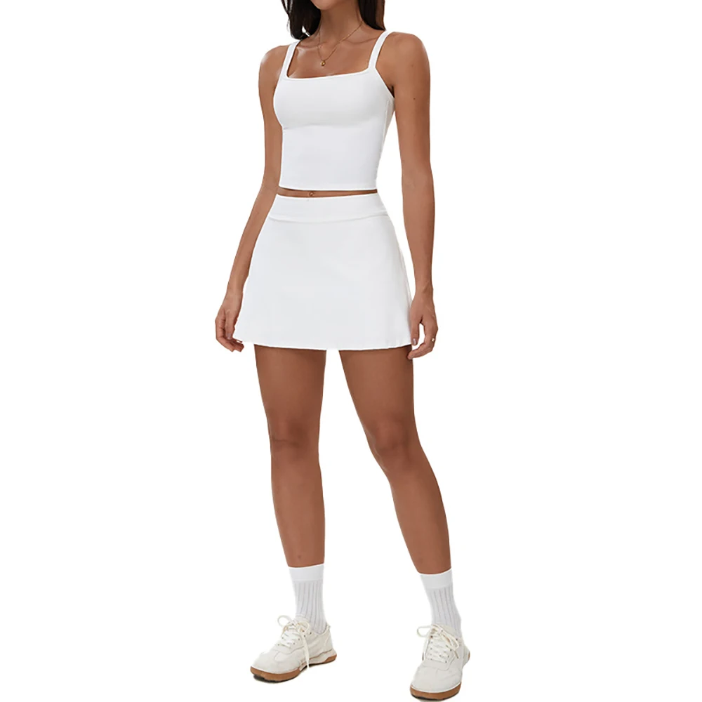 

Tennis Skirt Leggings Tank Shorts Suit Yoga Gym Sets 2 piece Women Clothes Seamless Sports culottes Fitness Workout Suit