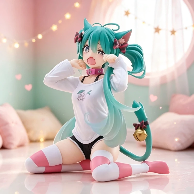 新しい初音ミク猫耳半袖パジャマコレクタブルフィギュアかわいいボーカロイドモデルホームデスクトップ装飾アニメファンギフト