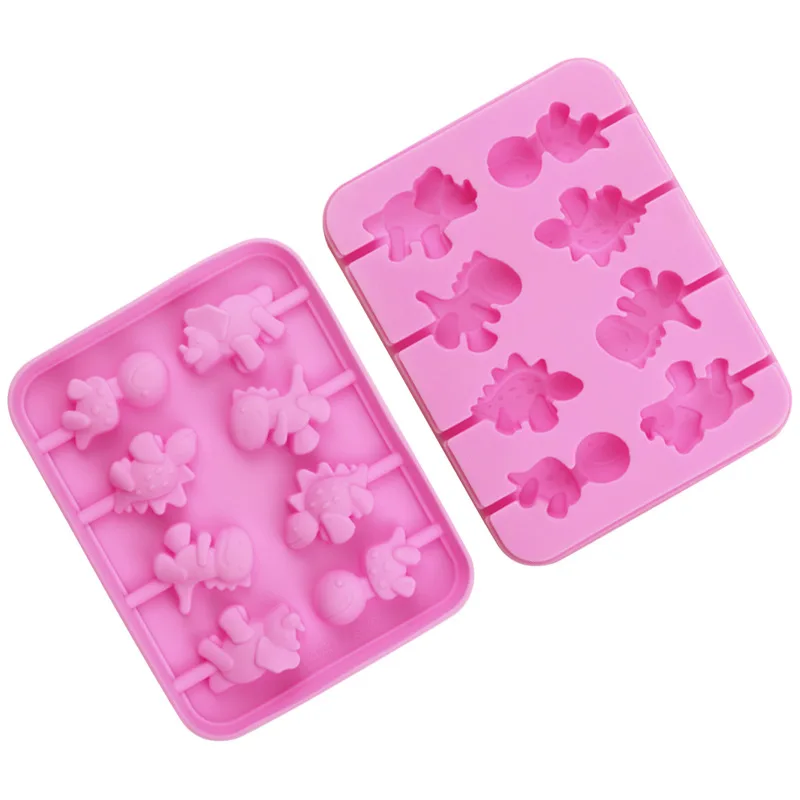 8 Even Dinosaur Silicone Lollipop Mold, Not with Stick DIY Baking XG908