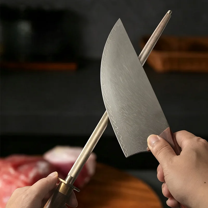 Professional Honing Steel Rod, Diamond Sharpening Rod, Stainless Steel Chef Knife Sharpening Stick For Kitchen Knives