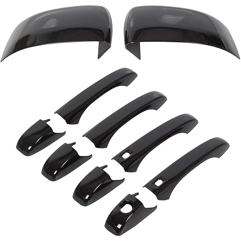 Schwarze Spiegelabdeckungen + Türgriffabdeckungen für Jeep Grand Cherokee Dodge Durango 2011–2020