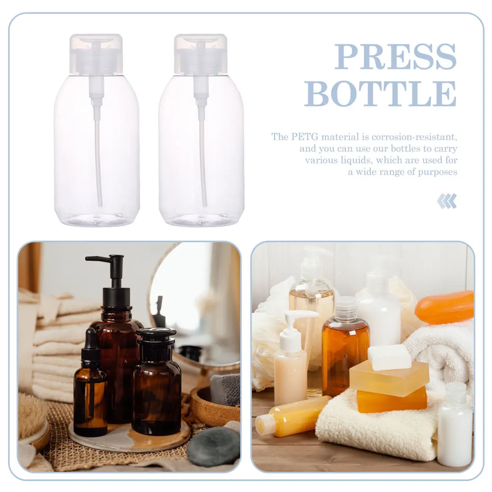 

6pcs Press Bottle 300Ml Leakproof Empty Bottles Sturdy Makeup Nail Remover Dispenser Container Travel Size Easy Press