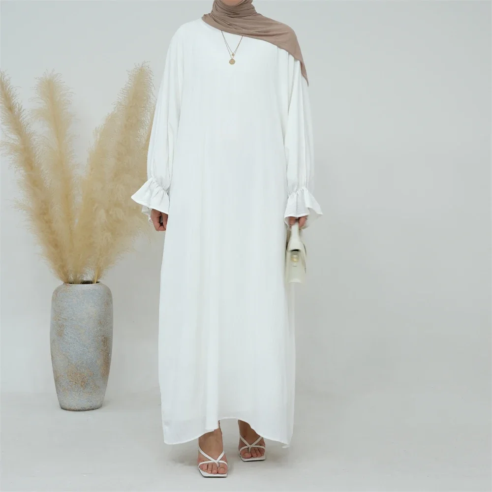 Kaftan Dubai Turkije Gewaad Vrouwen Moslim Effen Maxi Jurk Bescheiden Jalabiya Eid Ramadan Djellaba Islam Kleding Gebed Kledingstuk Abaya