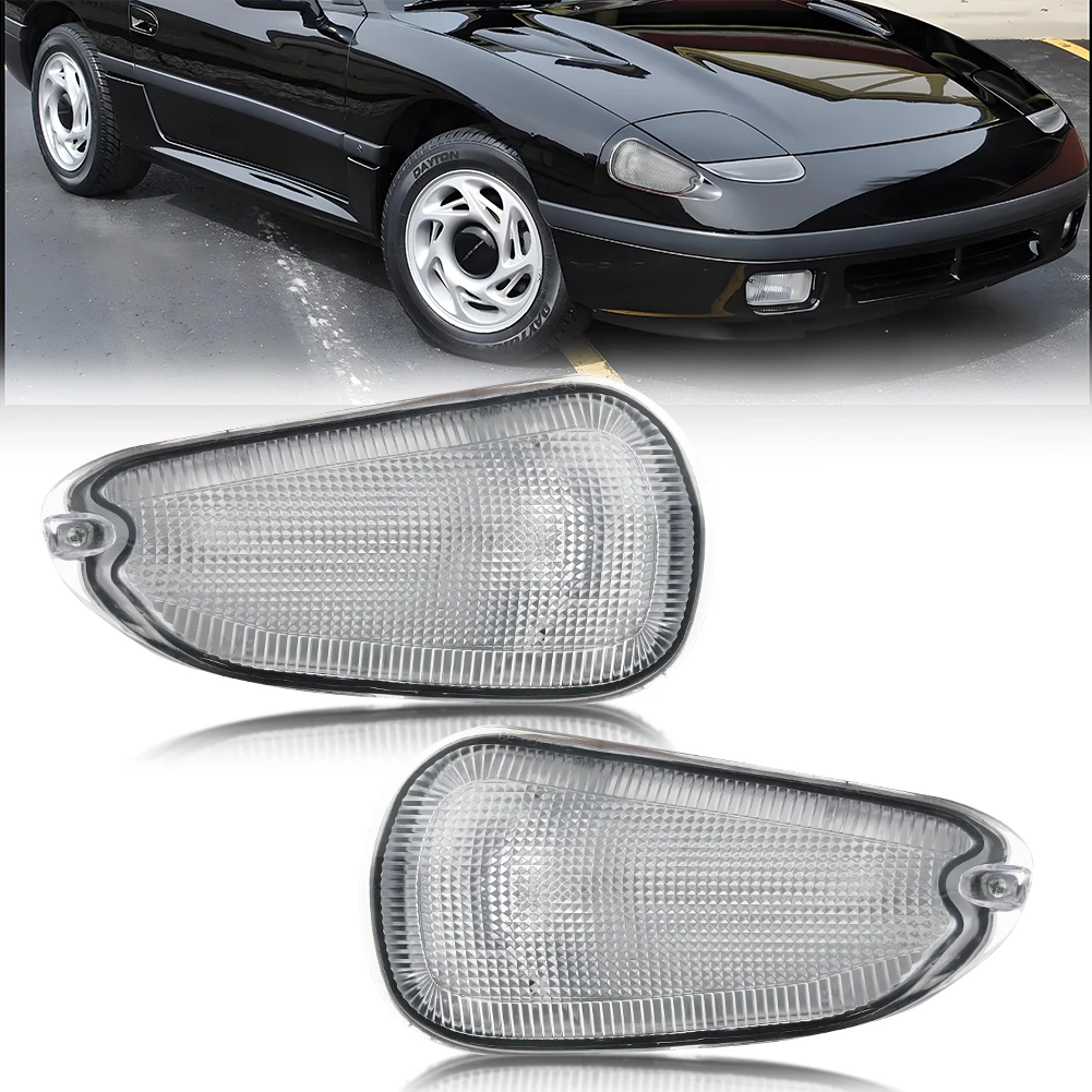 2PCS  Front Corner Side Marker Turn Signal Light Housings For 1991 1992 1993 Dodge Stealth / Mitsubishi 3000GT No Bulb/Socket
