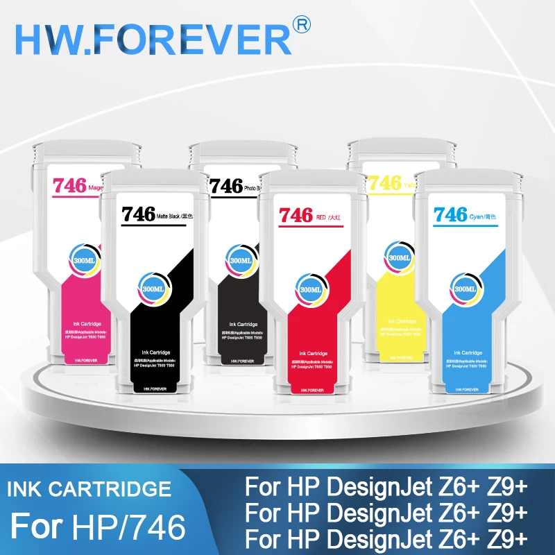 

Factory Price For HP 746 Ink Cartridge Compatible 300ML For HP DesignJet Z6 & Z9+ Printer With Pigment Ink Stable Chip Ink