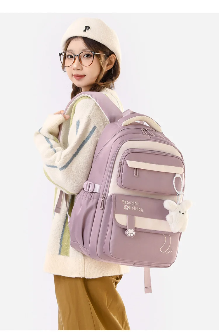 Middle School Backpack for Girls Large Capacity Bookbag Lightweight Fashion Student Backpack Simple Modern School Bags for Teens