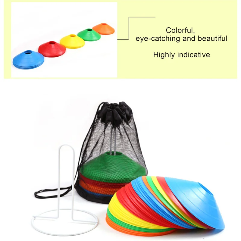 1/5/10PCS PVC Disc Cone Set Multi Sport Training Space Cones With Plastic Stand Holder For Soccer Ball Game Disc Inline Skating