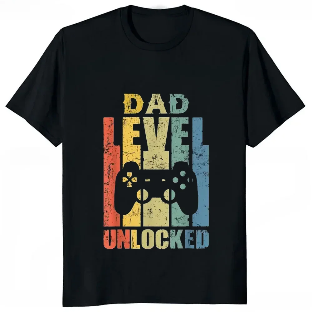 Funny Printed Dad Level Unlocked Soon To Be Father T-Shirt Casual Fashion Streetwear Hip Hop Man Tshirt Harajuku Style Tees