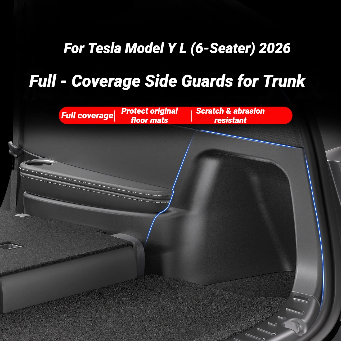For Tesla Model YL 2026 2027 Trunk Side Guards TPE Full Cover Fluff Surface Corner Protection Pads Interior Protector Accessorie