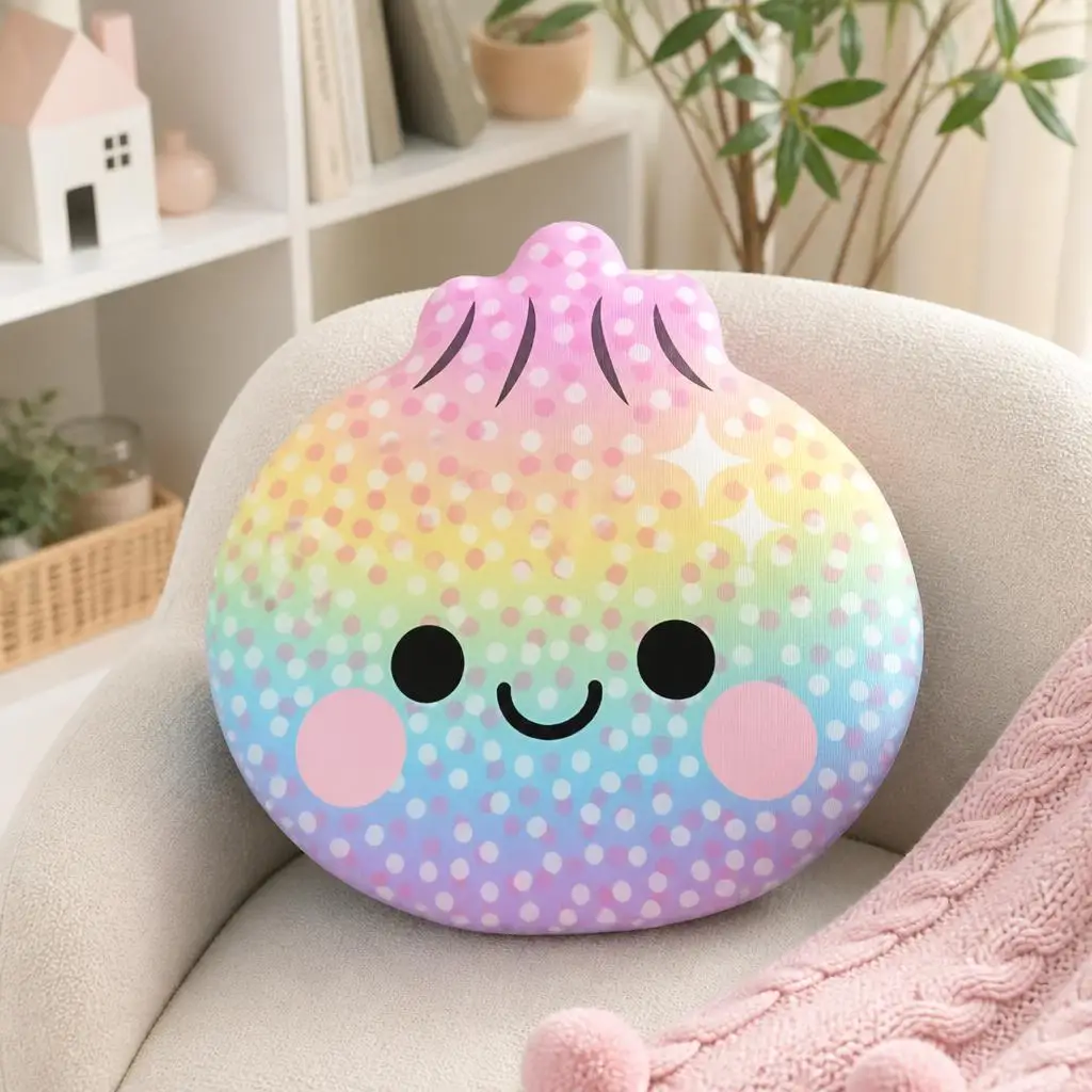 Rainbow Glitter Dumpling Plush Pillow Cushion Irregular Stuffed Throw Pillow Home Decor Gift Sofa Bed Couch