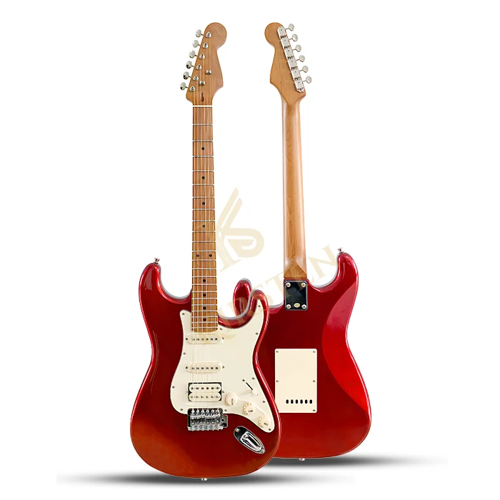 أداة وترية مخصصة تقبل التقاطات ألنيكو SSH أحمر أسود 39 بوصة مابل الرقبة الحور الجسم الغيتار الكهربائي