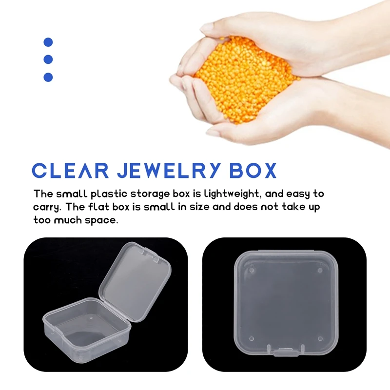 A96I-40 팩 팩 작은 품목, 다이아몬드, 구슬(2.2X2.2X0.79In)용 힌지 뚜껑이 있는 투명 플라스틱 구슬 보관 용기 상자