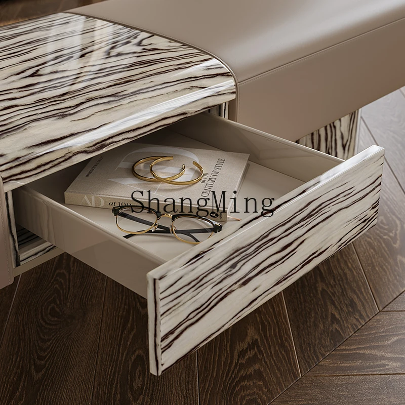 ZYH modern light luxury master bedroom bedside stool storage leather mansion large flat bedside stool