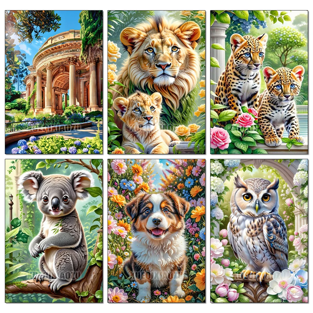 

DIY животное алмазная живопись Лев Коала Сова Алмазная мозаика набор крестиков горный хрусталь головоломка инкрустация DIY подарок украшение живопись