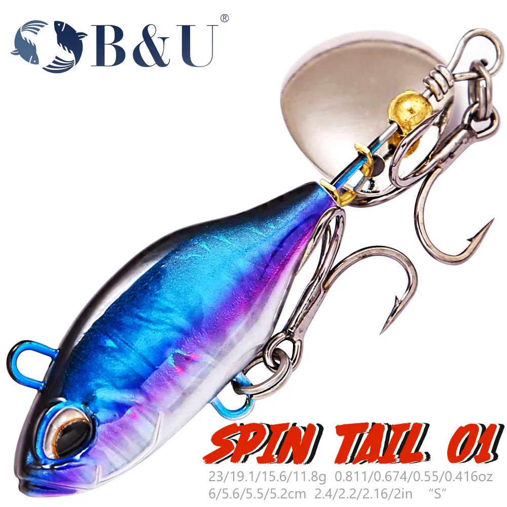 

B&U Spin Tail Fishing Lure Mag Tail Spinner Shad Metal Vib Casting Shore Jig Bait Copper Blade Spoon Freshwater Bass