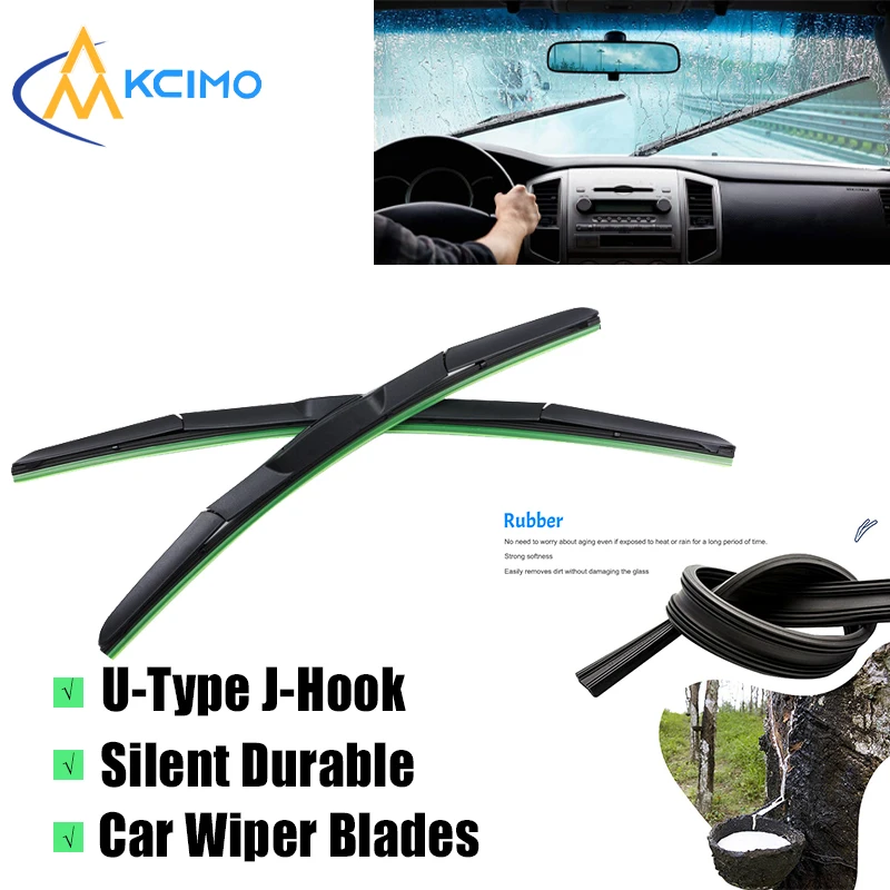 

Universal U-Type J-Hook Car Wiper Blades - Silent Durable Rubber Windshield Wipers 14 16 17 18 19 20 21 22 Inch