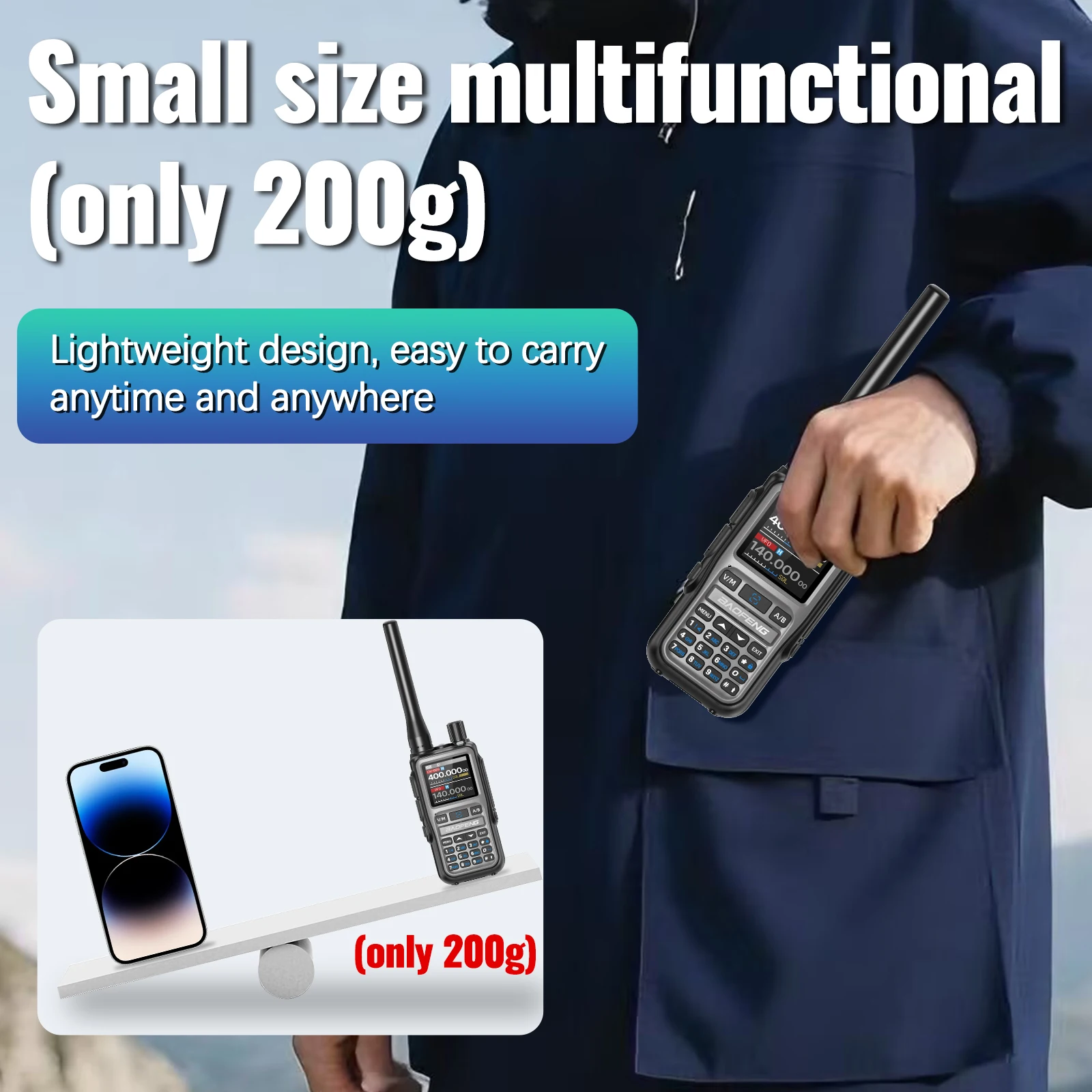 1/2PCS BAOFENG UV-5R Mini Walkie Talkie Dual PTT Wireless Bluetooth Programming Multi-Band Type-C Charge Long Range Ham Radio