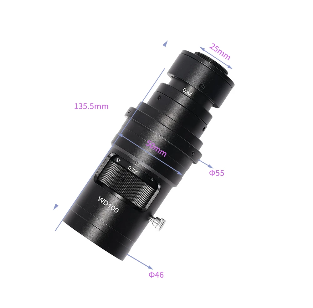 500X 200X Adjustable Magnification C-mount 0.7X-5X Continuously Variable Microscope Zoom Lens for HDMI VGA USB Microscope Camera