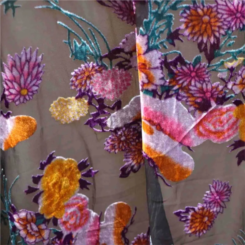 

Woven velvet brocade viscose printed mottled and burned fabric nightgown dress cheongsam