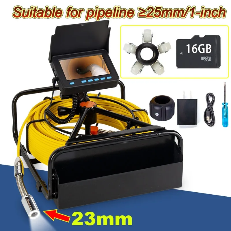 Pipe Inspection Camera 8500mAh Capacity 16GB TF Card DVR IP68 HD SYANSPAN 17/23mm Piping Sewer Endoscope Camera