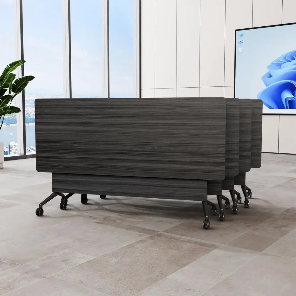 

Conference Table with Wheels, FlipTop Conference Room Table for Office, Training Room amp Classroom, Mobile Rolling Seminar Tab