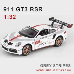 1:32 Porsche 911 GT3 RSR Alloy Model Car Metal Supercar Sound Light Pullback Vehicle Children Gift for Boys Kid Hottoy