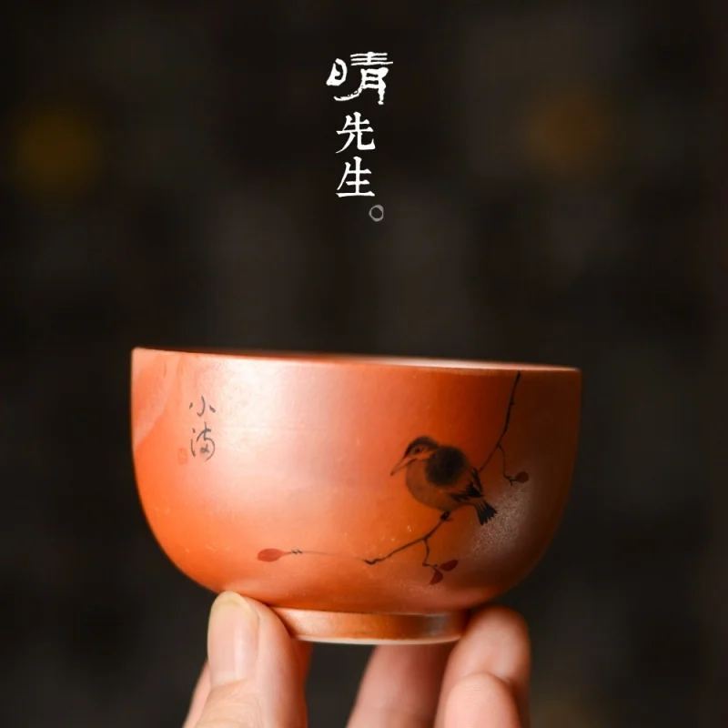 ★Jingdezhen Ceramic Gold and Silver Color Gray Firewood Burning Handmade Hand-Painted Tea Cup Master Cup Kung Fu Tea Set Teacup