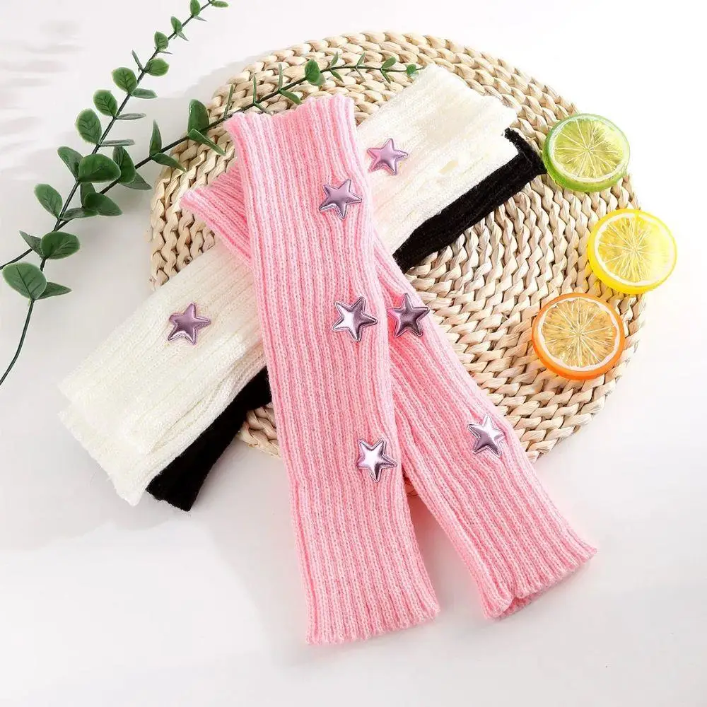 Cute Rabbit Star Arm Warmers Anime Costume Fingerless Oversleeves For Cosplay Party Knit Y2k Gloves Women Y2k Hand Warmer Mitten
