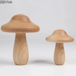 Creativity Solid Wood Simulation Mushroom Crafts Wood Sculpture Kids Toys Living Room Desk Decoration Artwork Home Decorations