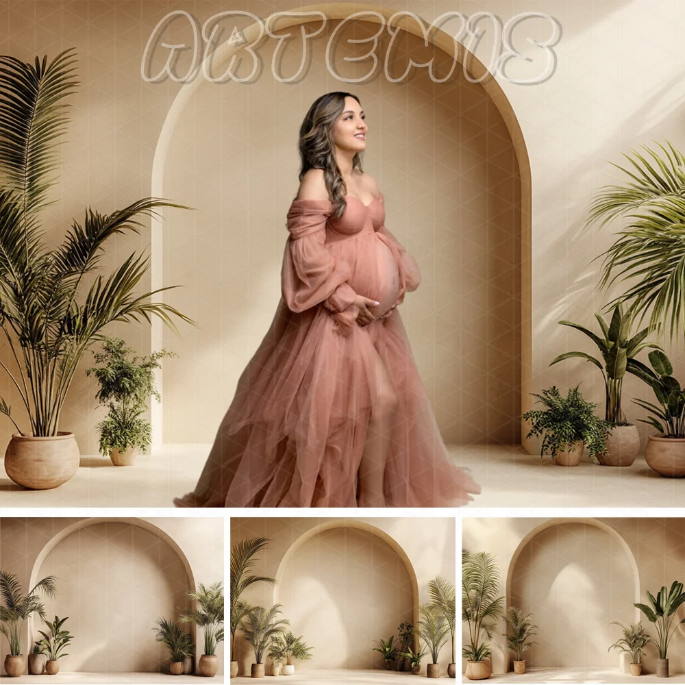 

Boho Arch Photography Backdrops Arches Green Plants Fine Art Textures Brown Maternity Portrait Photo Background Wedding Studio