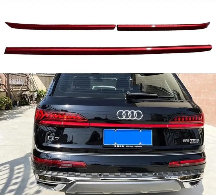 

3Pcs/set ABS Black / Red Through trunk Tail For Audi Q7 2020 2021 2022 Rear Trunk Door Lid Taillight Lamp Cover Trims