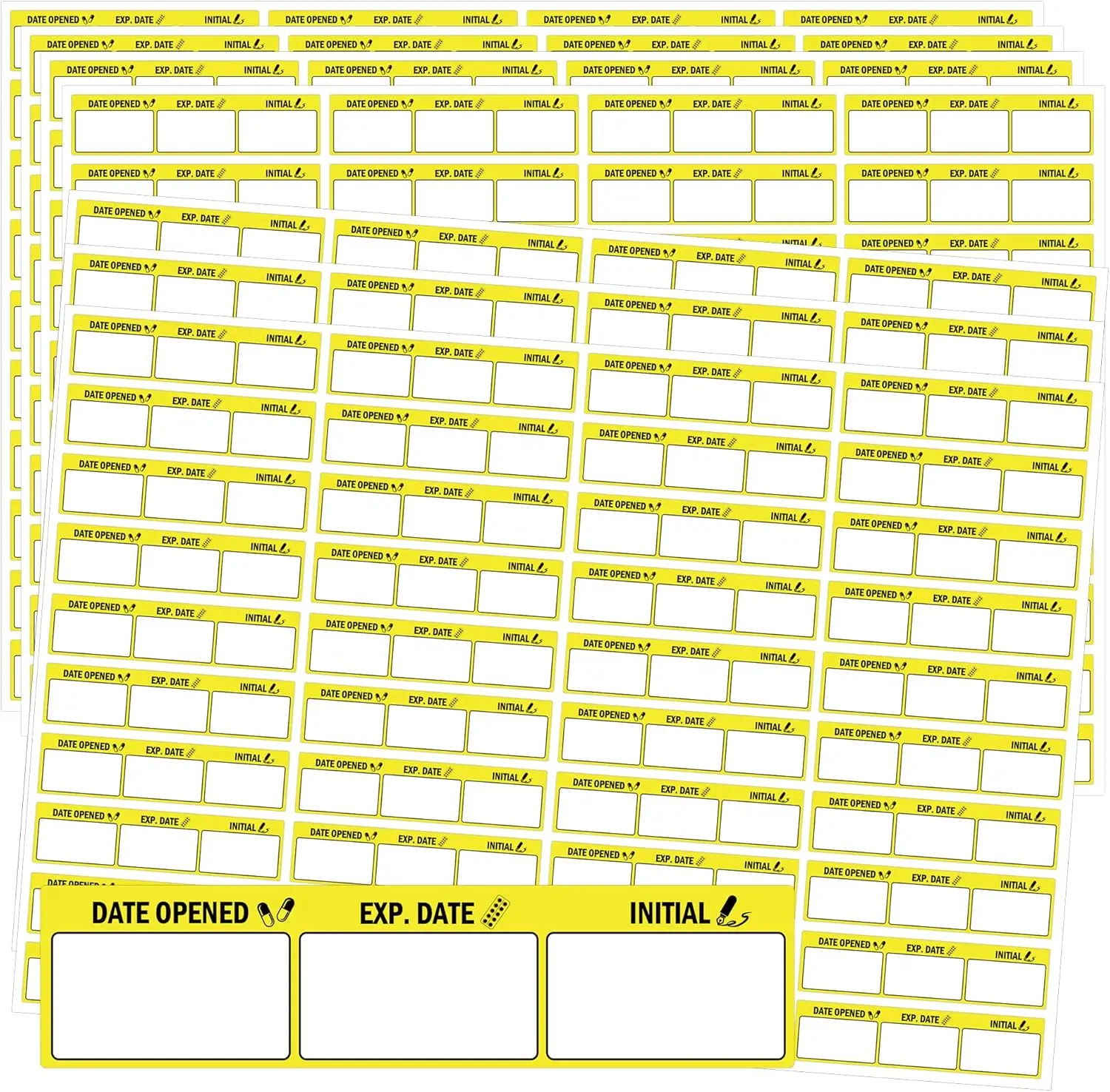 1.5x0.5 بوصة تاريخ الفتح تاريخ انتهاء الصلاحية ملصقات الأدوية تعليمات الصيدلة تاريخ انتهاء الصلاحية التسمية مكتبة الأدوية 1000 قطعة