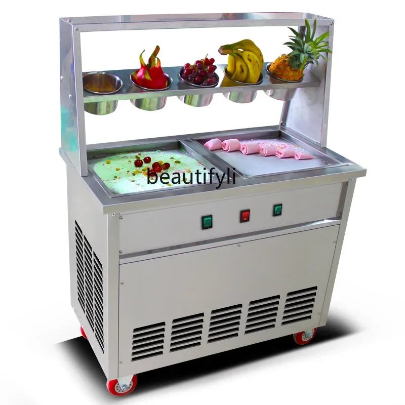 

Commercial thick cut fried yogurt machine night market stall fried ice cream roll machine fruit smoothie machine