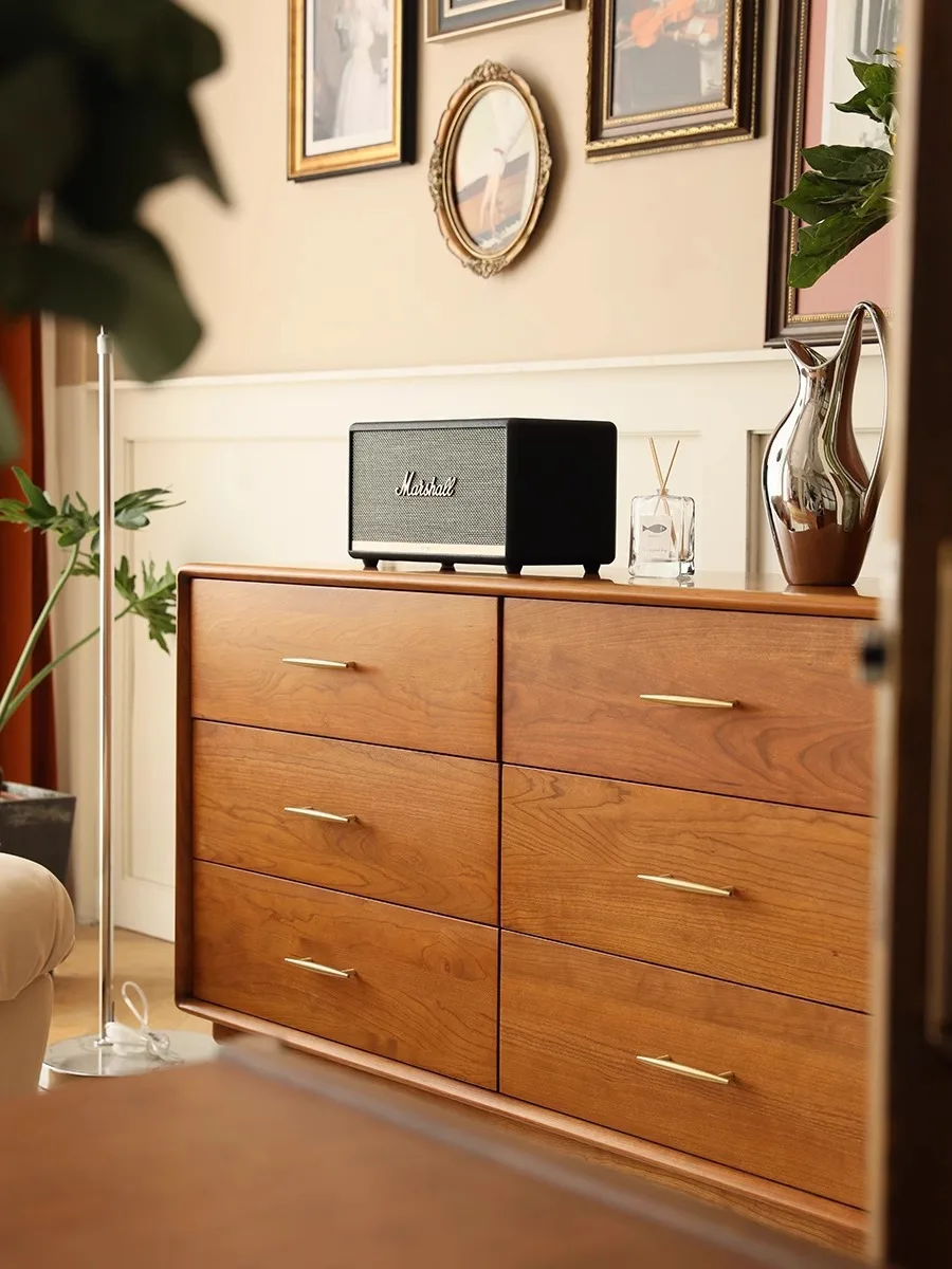 خزانة ذات ستة صناديق من خشب الكرز الصلب في أمريكا الشمالية، شقة صغيرة لغرفة النوم، تخزين مدخل غرفة المعيشة #5