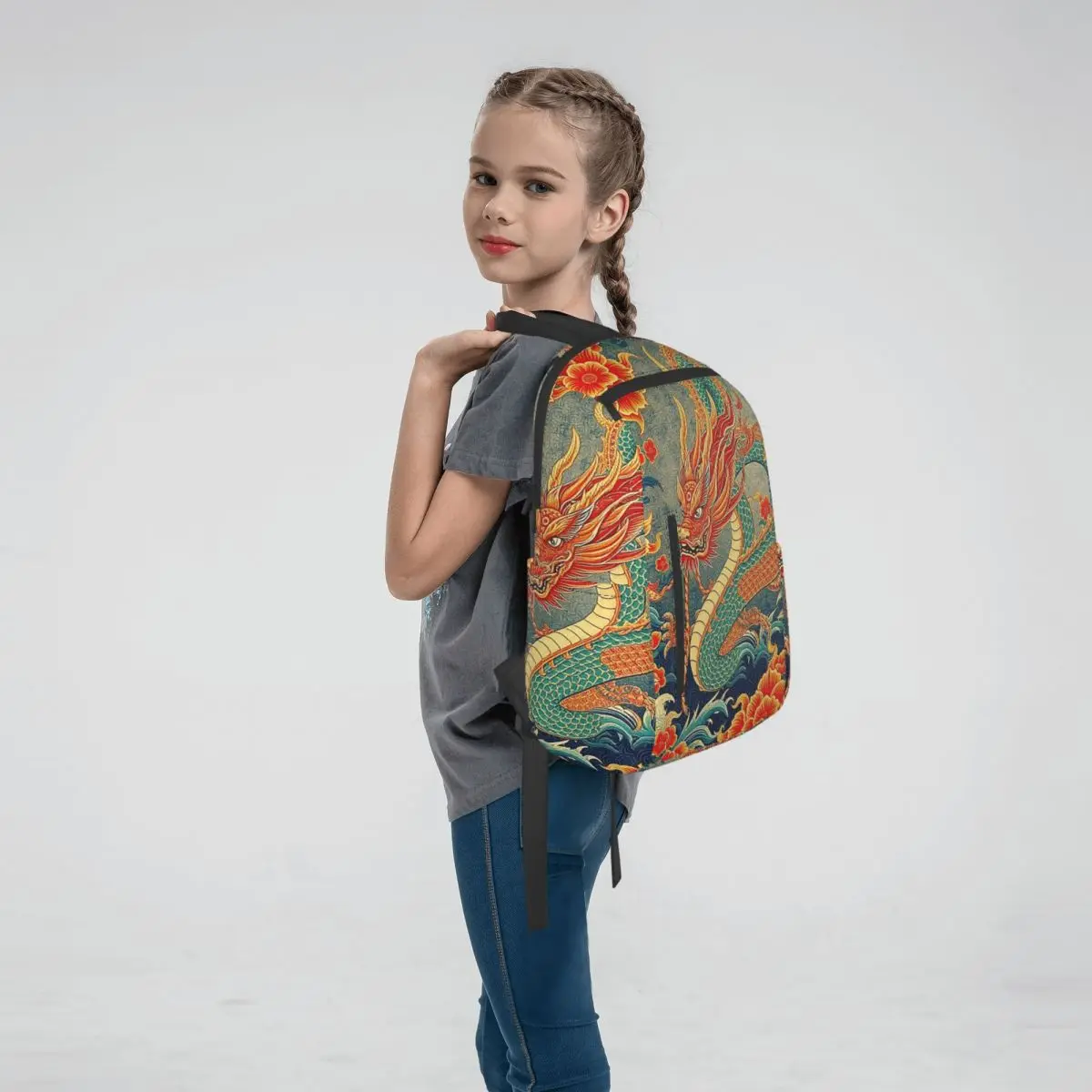Chinese Dragon Asian Oriental Style Art Backpack Large Capacity Boys Girls BookBag School Bag Shoulder Bags for Men Women