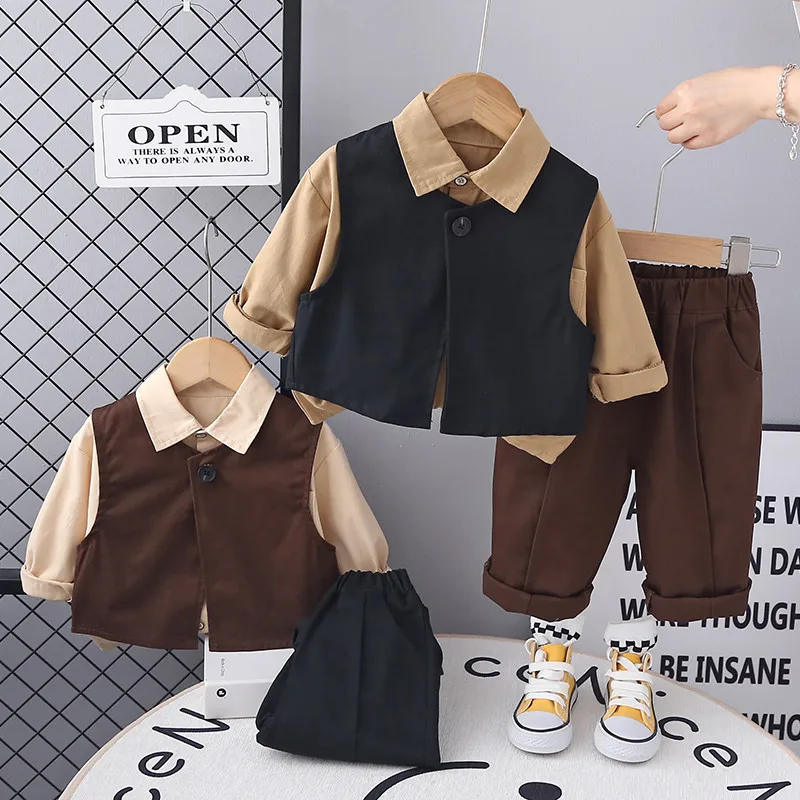 Autumn Winter Children\'S Clothing Sets Fashions Christmas Baby Boys Party Costume Vest Tops Trousers 3pcs Suits Kids Boy Outfit