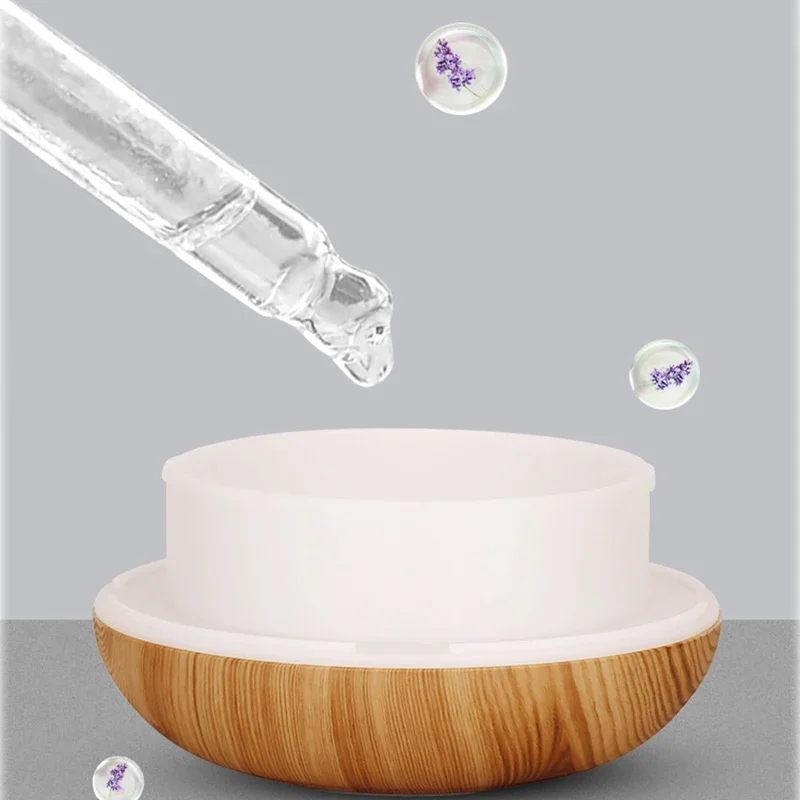 350ML Aromatherapy Essential Oil Diffuser Wood Grain Remote Control Ultrasonic Air Humidifier Cool with 7 Color LED Light