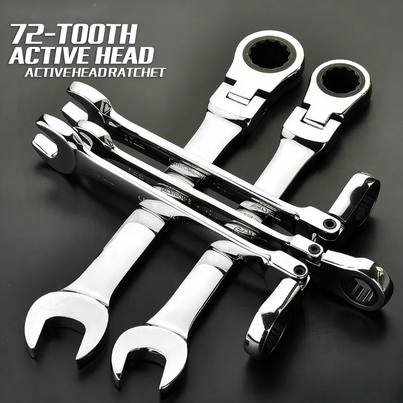 Chave Combinada Articulada com Catraca 72 Dentes 180° 10-17mm °   Ferramenta de Reparo Automotivo em Aço CR-V Flexível, Vários Tamanhos Opcionais