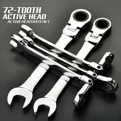 10-17mm Flex Head Ratcheting Combination Wrench 72-Tooth 180° Flexible CR-V Steel Auto Repair Tool Multiple Sizes Optional