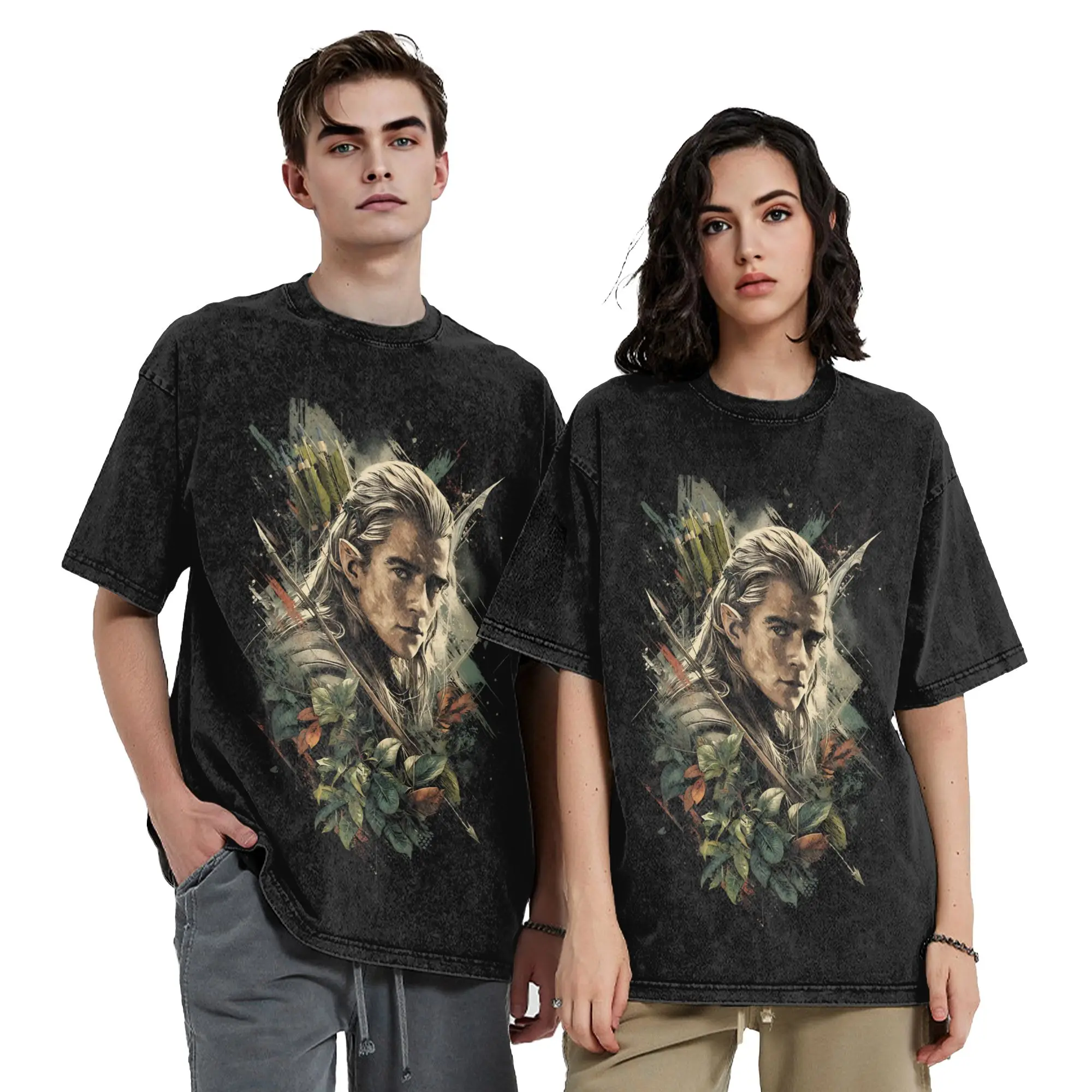 L-Lords R-Rings Legolas Washed T Shirts Streetwear Hip Hop Vintage T-Shirt  Tee Shirt Men Women 100% Cotton Oversize Summer