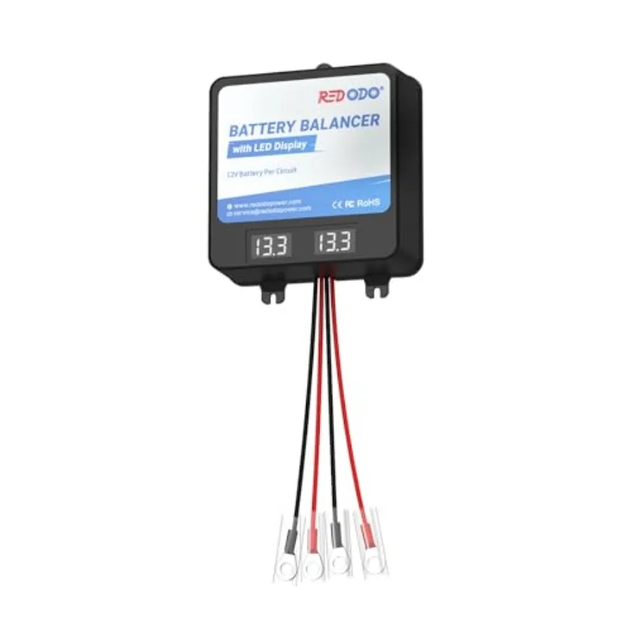 

Battery Balancer 24V 2 * 12V Battery Equalizer with LED Display Supports for LiFePO4/Lead Acid/Gel Battery Perfect for Home RV