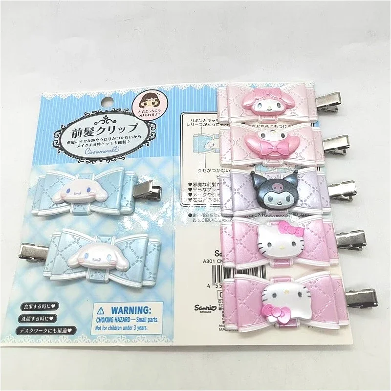 2pcs Sanrios Hair Accessories Anime Figures Hellokittys Kuromi Hair Clips Cute Cinnamoroll Hairpin Headwear for Kids Girls