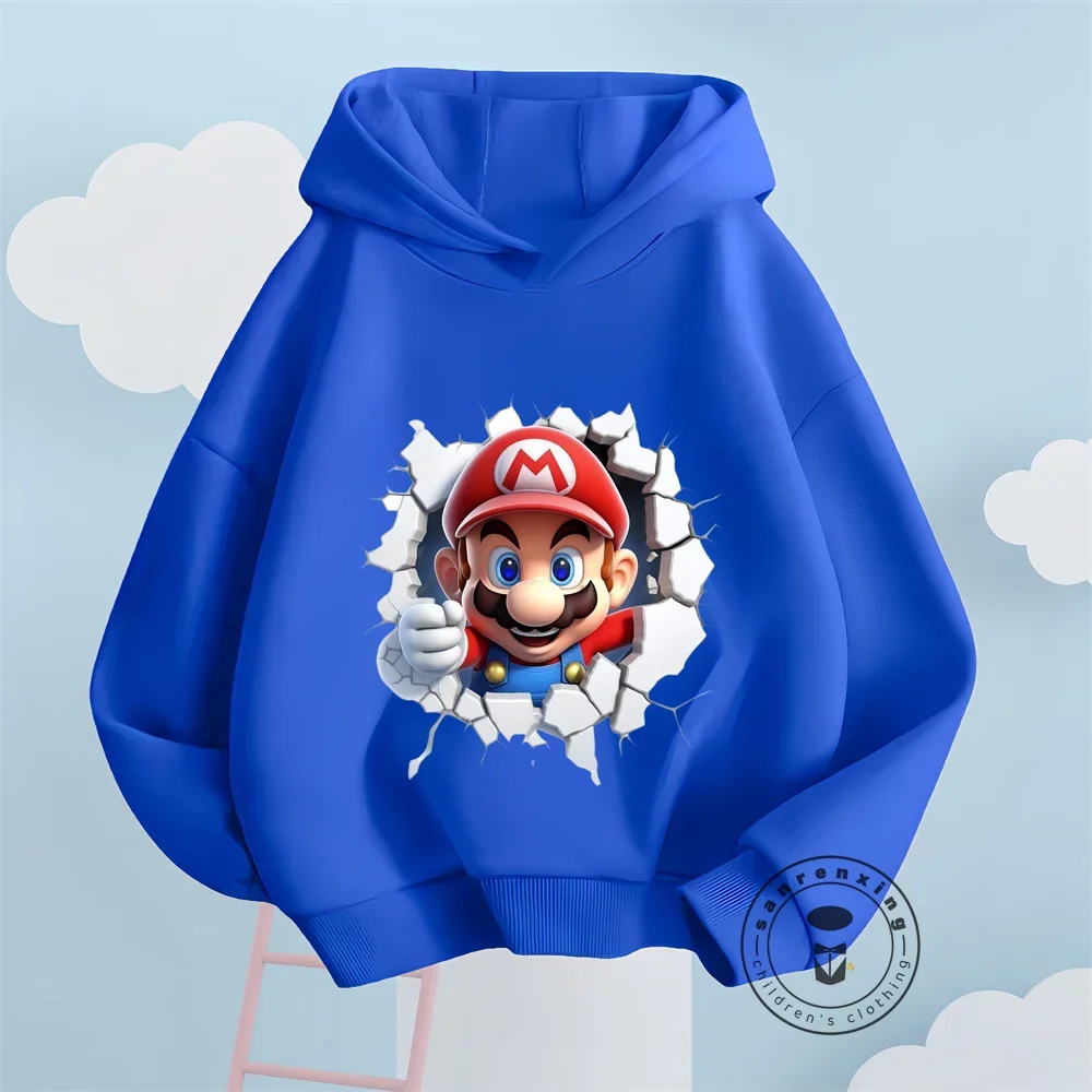 Super Mario Bros Hoodie Kids Clothes Girls Sweashirt Boys Long Sleeve Clothes Harajuku Baby Cartoon Children Spring Autumn Tops