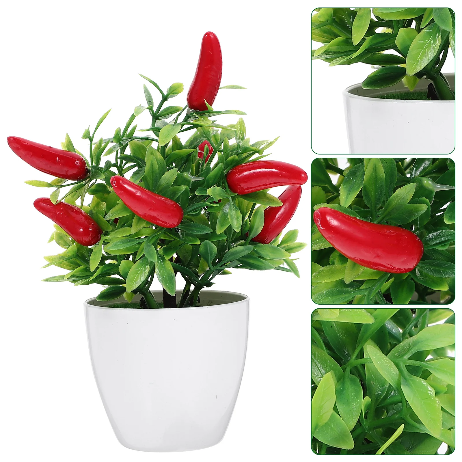 

2pcs Artificial Pepper Tree Bonsai: Realistic Fake Potted Plastic Bonsai Decor For Kitchen Office Living Room Accent Simulation