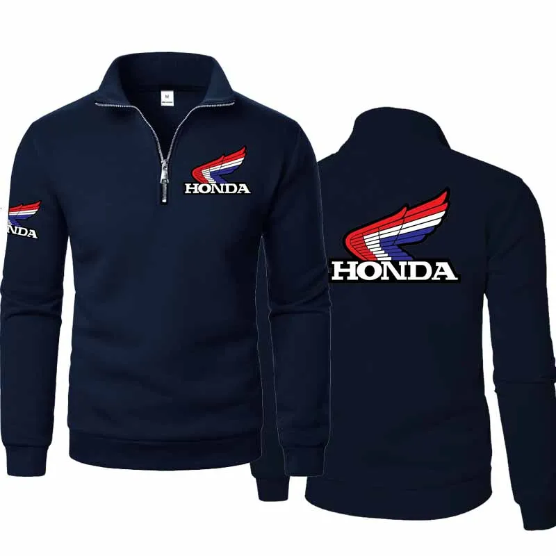 

2026 Honda HRC Logo Autumn and Winter Fashion Stand-up Collar Half-zip Long-sleeved Sports Shirt Thickened Men's Casual Tops